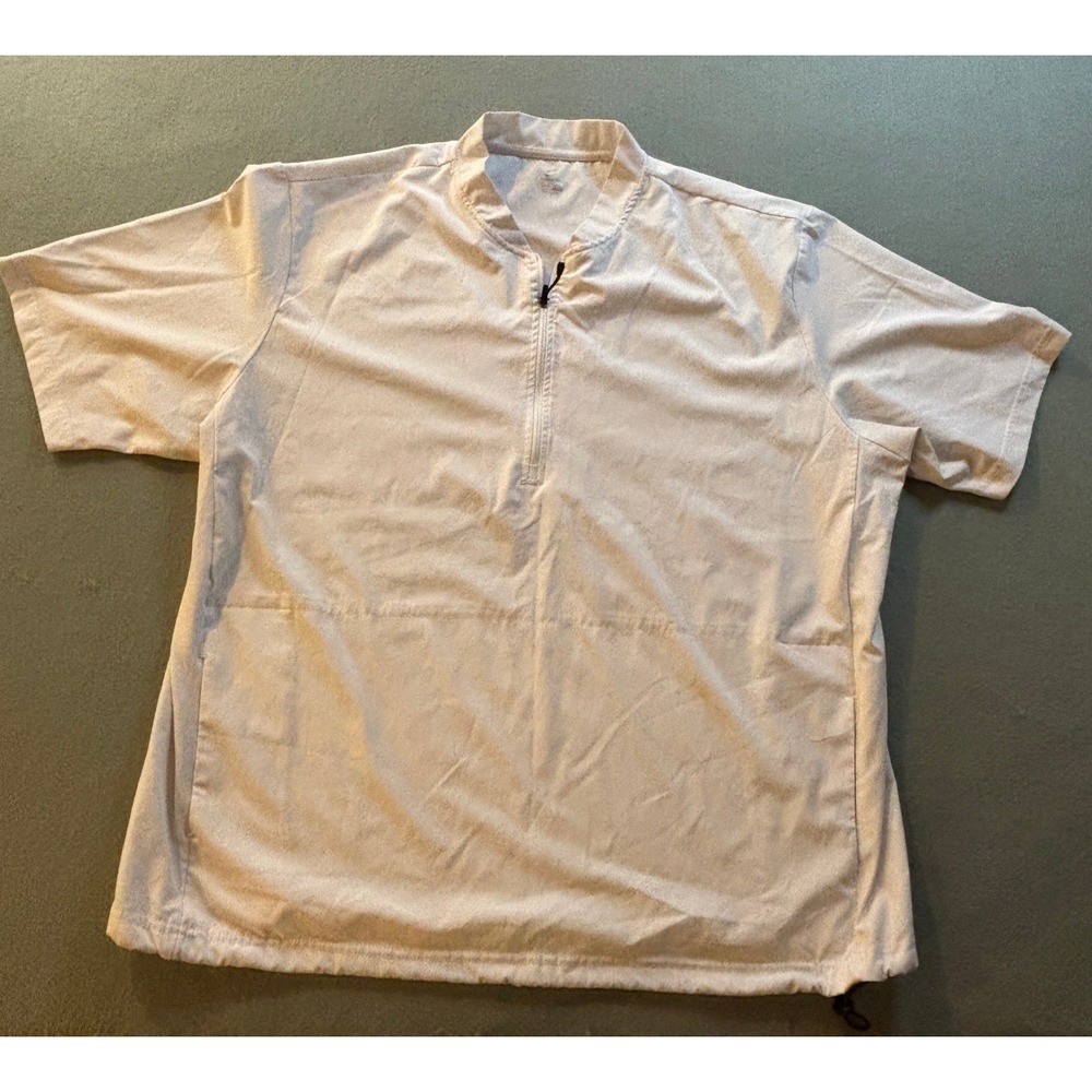 Champro Quarter Zip Short Sleeve Pullover Mens XL White Baseball Warm Up Shirt